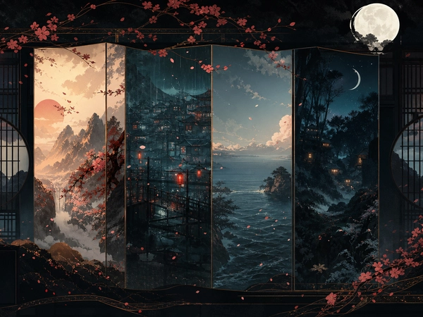 车厢内专注看手机的剪影插画，呼应通勤观看场景